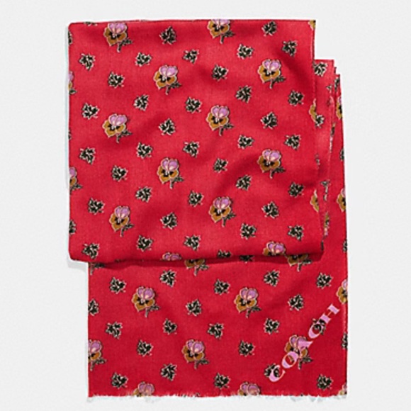Coach Western Flower Printed Oblong Scarf - Picture 1 of 8